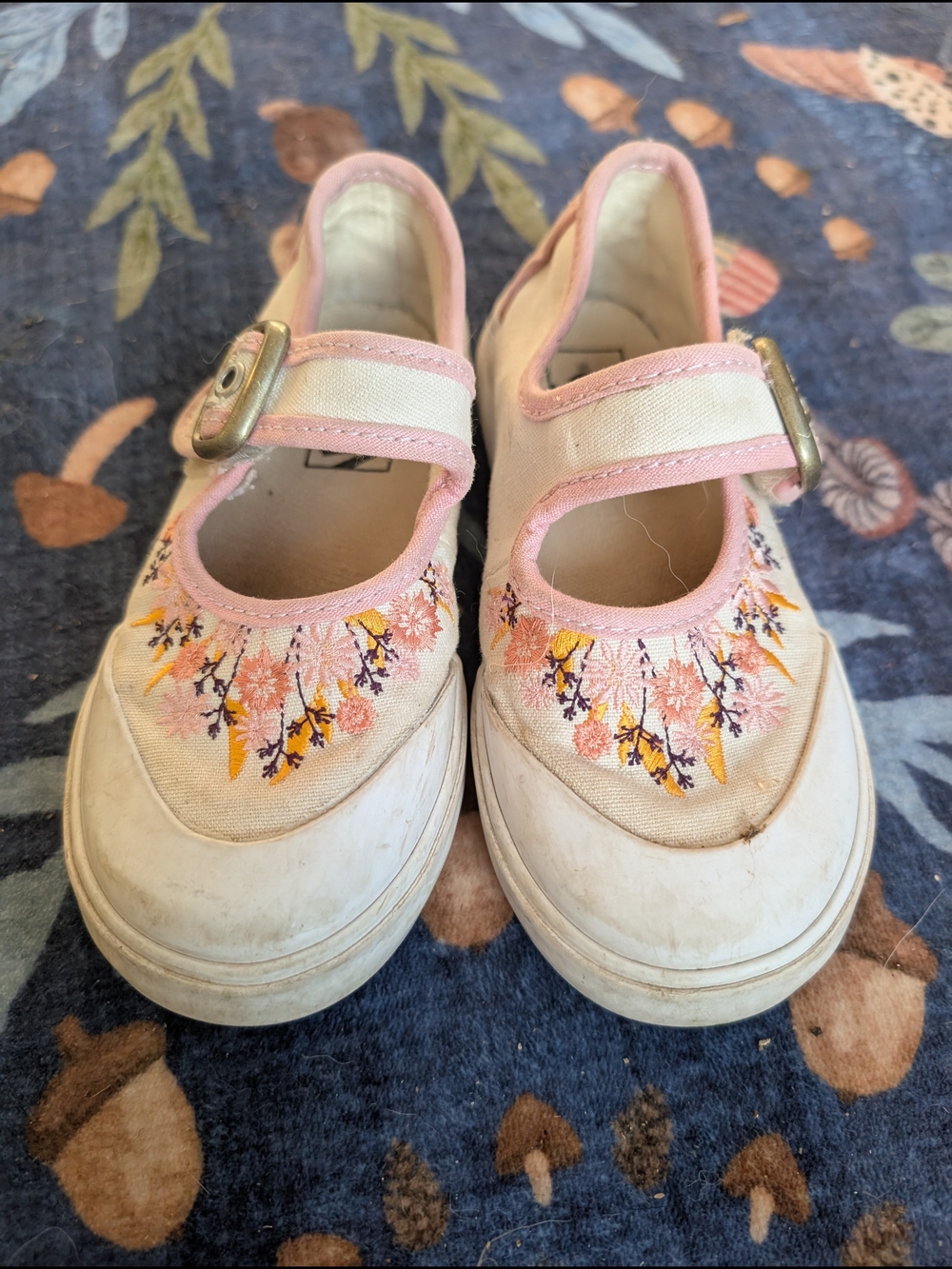 Vans Girls Floral Mary Janes in Pink and Cream